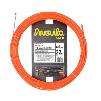 Anguila Max 7.5145.022 kabeldoorvoer, polyester, gevlochten, monofilament, diameter 4,5 mm, 22 m, gemengde eindstukken, oranje