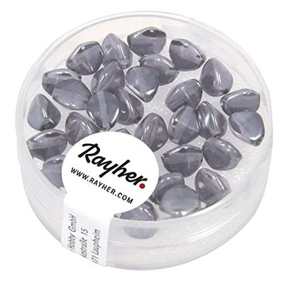 Rayher 14460572 Perles en Verre-Triangulaires, anthracité, 7 mm, boîte 32 pièces