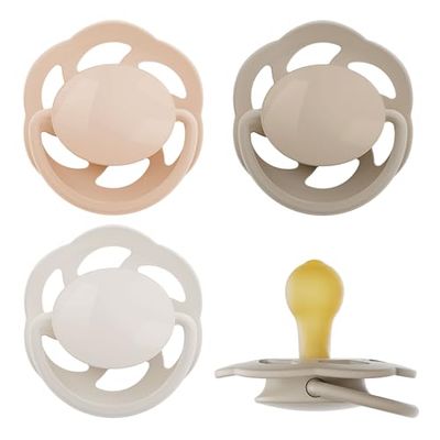 nip - Cherry Green Newborn | 0-2 maanden | Voedselvriendelijke babyfopspeen met populaire schijfvorm voor pasgeborenen. Duurzame fopspeen gemaakt van natuurlijke grondstoffen | 4 stuks, oranje/bruin