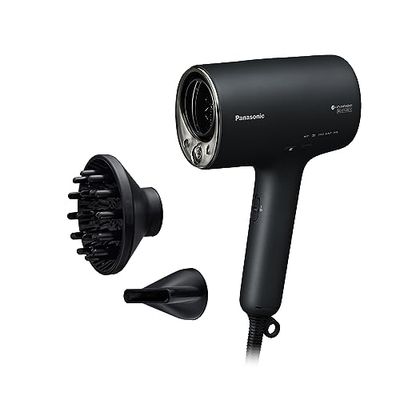 Panasonic EH-NA0J-N825 Nanoe MOISTURE+ y Secador de Cabello Mineral, Difusor y Boquilla, Detección Inteligente, Calor y Frío, Modos Cuidado de la Piel, Cuero Cabelludo y Puntas, 1600 W, Negro