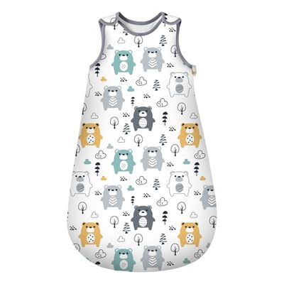Mosebears Baby winterslaapzak, kinderslaapzak, 2,5 TOG, slaapzak van 100% katoen, verschillende maten, van geboorte tot de leeftijd van 18 maanden, slaapzak voor het hele jaar, dierenwereld