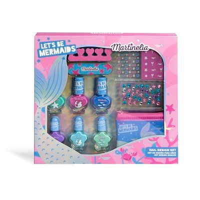 MARTINELIA - Duży zestaw do zdobienia paznokci dla dzieci - Zestaw do manicure dla dziewczynek - 6 lakierów na bazie wody + akcesoria do zdobienia paznokci - Nieszkodliwy lakier wodny - od 3 lat
