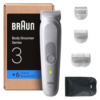 Braun Rasoio Elettrico Corpo Uomo Series 3, +6 Strumenti Di Rasatura, Con Tecnologia SkinGuard, 80 Min Di Utilizzo, Impermeabile, Rasoio Parti Intime Uomo, BG3575, Grigio