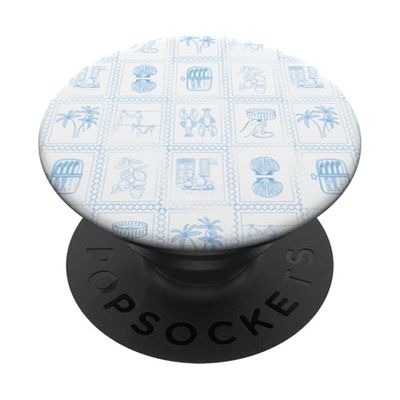 Bikini de langosta de sardinas con sello de verano europeo en azul claro PopSockets PopGrip Adhesivo