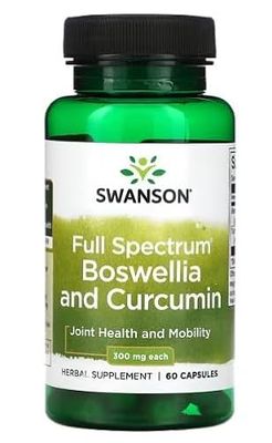 Swanson Espectro Completo Boswellia y Cúrcuma 300mg - Antiinflamatorio Natural y Articulaciones Saludables - 60 Cápsulas