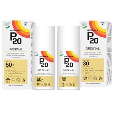RIEMANN Double P20 Original SPF50 +Plus Spray 200ml + RIEMANN P20 Original SPF30 Spray, 200ml, Advanced Sunscreen Protection