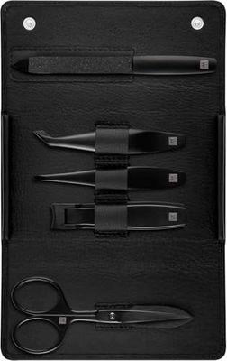 ZWILLING Set manicure (5 pezzi, set da viaggio per peli del viso e della barba, con tagliaunghie e forbici per barba), premium, edizione nera