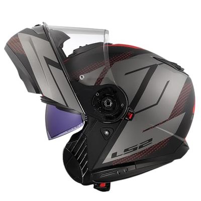 LS2, Modular Motorcycle Helmet STROBE II CODE Matt Black Grey, XL