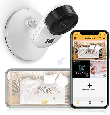 KODAK Cherish C120 Babycamera met mobiele app, babycamera met hoge resolutie, zoombaar op afstand, tweerichtingsaudio