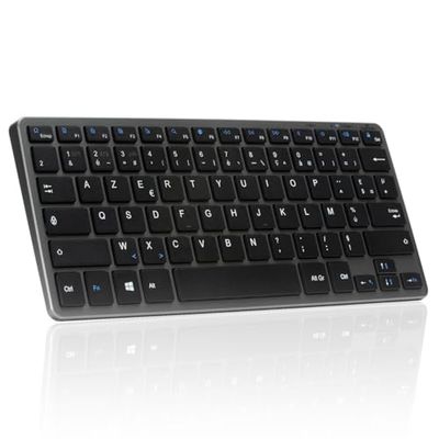 Bluestork - Clavier sans Fil Bluetooth, Mini Clavier Azerty Français, Clavier Léger Silencieux, Clavier Bluetooth 90h D'autonomie, Rechargeable USB C, 14 Raccourcis Multimédias - Noir - New