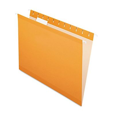 Reinforced Hanging File Folders, Letter, Orange, 25/Box