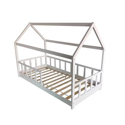 WEBER INDUSTRIES Lit cabane Kiwi 90x190 + 1 sommier + barrière/Blanc