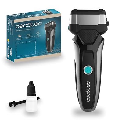 Cecotec Cordless Beard Trimmer, PrecisionCare X-Trimm Triple Laminar Shaver. 3 Stainless Steel Blades, Screen, 60 min Autonomy, IPX6 Protection