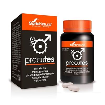 Soria Natural Precutes - Ingredientes Naturales Precursores de la Testosterona – con Alholva, Maca, Granada, Ginseng Negro Fermentado de Soria, Abrojo y Dioscorea - Caja con 28 comprimidos de 800 mg