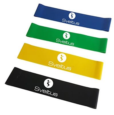 Sveltus Conjunto de 4 faixas látex unissexo, preto, amarelo, verde, azul