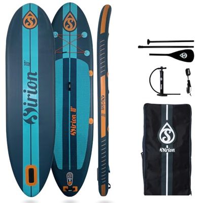 Skiffo – Sup Stand Up Paddle Inflable SIRION 10 – 305 x 81 x 15 cm Dropstitch – Paquete Completo – Paleta Leash Bomba Bolsa de Transporte – hasta 125 kg – Azul