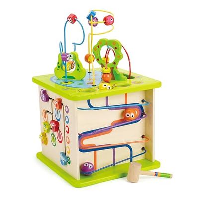Hape Cubo de Juego de Bichitos del Campo | Rompecabezas de Aprendizaje de Madera, Centro de Actividades de 5 Caras