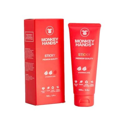Sticky Grip – Livello Aderenza: Forte - Gel Per Attrezzature Fitness, Pole Dance, Calisthenics, Anelli, Parkour e Ginnastica - Vegano, Senza Parabeni, Senza Resina, Senza Magnesite - Rosso, 100ml