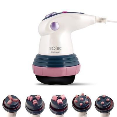 Solac – Anti-cellulitis massager Sculptural, Lipo-modelleringssysteem, Tegen huidverslapping, 6 verwisselbare opzetstukken, Infrarood, Figuurvormend, Instelbaar vermogen, Wit