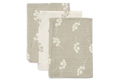 Jollein 536-848-67041 Twig Lot de 3 Gants de Toilette Olive/Blanc (15 x 20 cm)