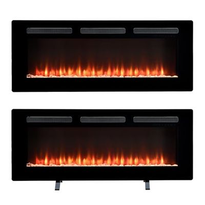Dimplex Sierra Optiflame Media Wall Fireplace, 60"/ 152.4cm, Wall Mounted, Recess Fit, Free Standing Electric Fire, 7 Colour Themes, Choice of Fuel Beds, Cool Touch Glass, 1.6kW Electric Heater