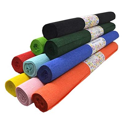 Lot de 9 papiers crêpés colorés - 50 x 250 cm - Imperméables - 60 g/m² - Qualité supérieure et forte