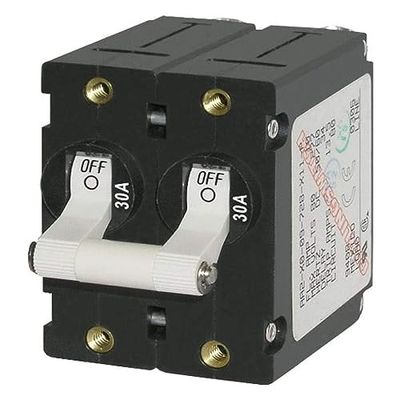 Blue Sea Systems 7238 A-serie witte tuimelstroomonderbreker, dubbelpolig, 30A