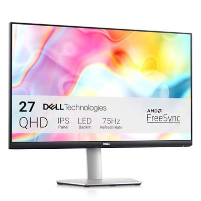 Dell S2722DC USB-C 27 Inch QHD (2560x1440) Monitor, 75Hz, IPS, 4ms, AMD FreeSync, 99% sRGB, Built-in Speakers, USB-C, 2x HDMI, 2x USB, 3 Year Warranty, Silver