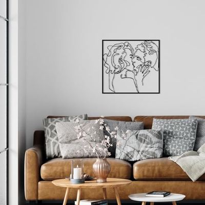 Stijlvol zwart decoratief metalen wandaccessoire, 64 x 60 cm, 100% metaal, 1,2 mm dik, perfect voor moderne woondecoratie en unieke muurkunst