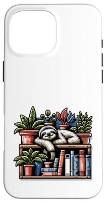 Cosy Sloth In Bookshelf With Plants Case for iPhone 16 Pro Max