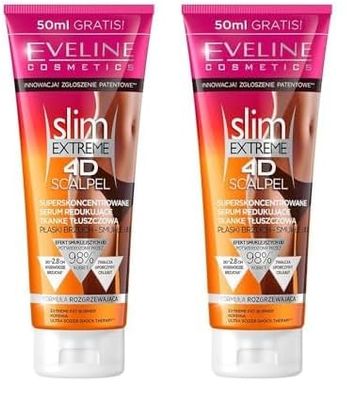 Eveline Cosmetics Slim Extreme 4D Crèmes modelantes, remodelantes, réductrices de graisse, raffermissantes, anti-cellulite, liftantes (sérum superconcentré) (Lot de 2)