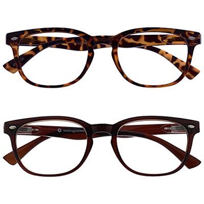 UV Reader Marrone Tartaruga E Marrone Occhiali Da Lettura Valore 2 Pacco Stile Designer Uomo Donna UVR2PK014_015 +2,50