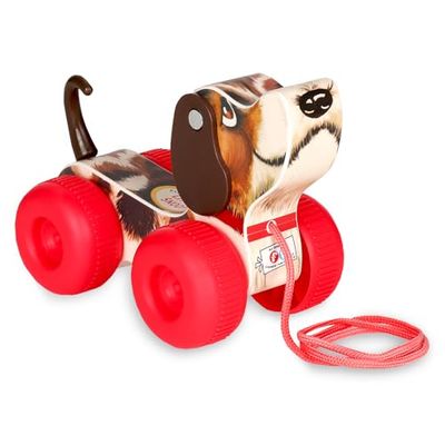 Basic Fun Fisher Price Classics 1650 Little Snoopy, Pull Along Toy with Interactive Features, Small Toy Dog for Kids, Classic Toy with Retro-Style Packaging, Aged 12 Months +,6.8 x 2.6 x 4.25 Inches