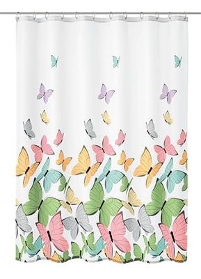 Kleine Wolke Butterflies, Shower Curtain, 180x200 cm, Multicolor, Polyester, Multicolour, 200 x 180 x 2 cm