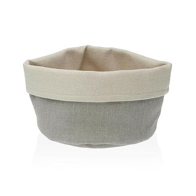 Versa Cesta para el Pan Gris Claro Textil 14 x 10 x 17 cm