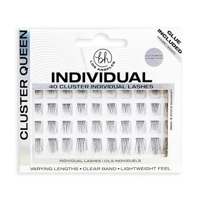 Reggiseno Los Angeles Natural Individual Lashes, per aggiungere lunghezza naturale, diverse misure incluse, Cluster Queen