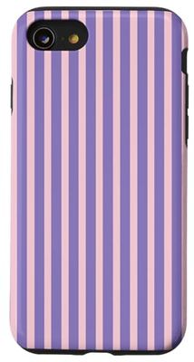 Cute Pastel Lavender and Pink Stripes Pattern Minimalist Case for iPhone SE (2020) / 7 / 8