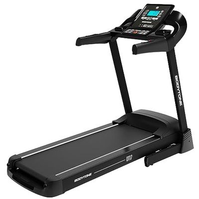 Cinta de Correr Plegable Bluetooth con Apps, MP3, Pantalla LCD, Altavoces y 12 Programas. Cinta de Andar Velocidad Ajustable hasta 18 Km/H - Bodytone DT17 Plus