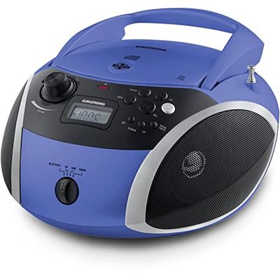 Grundig GRB 3000 BT Radio Boombox Portable avec Bluetooth, Bleu/Argent