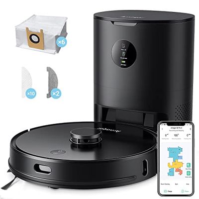 Arnagar S8 Pro Robot Aspirapolvere Lavapavimenti, Robot Navigazione Laser LDS con Svuotamento Automatico, Robotino controllo con APP & Alexa, per Pulizia Domestica/Peli Animali(Nero)