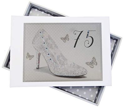 White Cotton Cards SHU75T Mini 75th Birthday Photo Album - Silver