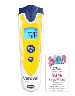 VEROVAL Thermomètre infrarouge pour bébé, mesure sans contact et silencieuse, température corporelle, température de l'objet, température ambiante, mesure rapide, maniabilité