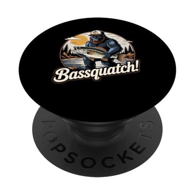 Bassquatch Bigfoot Sasquatch Bass Fishing Fisherman Gift PopSockets Adhesive PopGrip