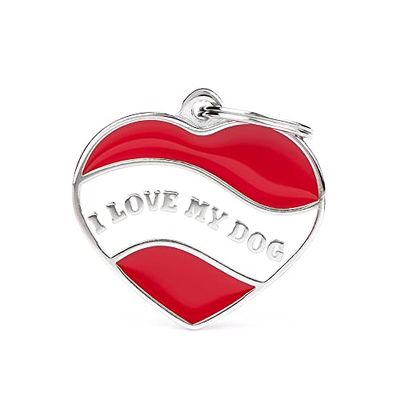 MyFamily Hond Medaille Gemaakt In Italië, Hart "I Love My Hond", Hond Plat, Metal -Enameled, Charms Collectie