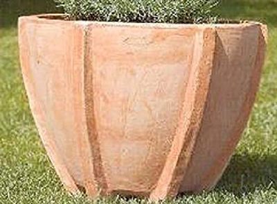 VASI IN TERRACOTTA (SET DI 2 PEZZI) GRANDE: DIAMETRO CM. 25, ALTEZZA CM. 22; PICCOLO; DIAMETRO CM. 16, ALTEZZA CM. 14 FATTI A MANO