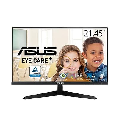 ASUS VY229Q 22" Eye Care Monitor (FHD (1920 x 1080), IPS, 75Hz, IPS, 1ms (MPRT), FreeSync, Kleurversterking, Rest Reminder, Blauwlichtfilter, Flicker Free, Antibakt. Behandeling, DisplayPort)