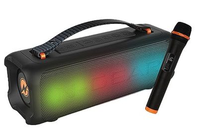 N-Gear Blazooka 703 Nero - Cassa Bluetooth Portatile - Include microfono wireless e luci da discoteca - Altoparlante da 100 watt e 5 ore di autonomia.