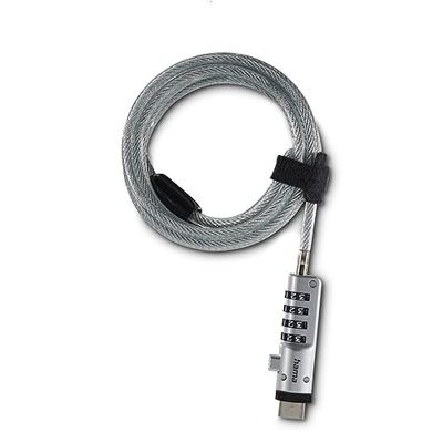 Hama | Lucchetto per laptop USB (lucchetto di sicurezza a 4 cifre. Acciaio) Argento