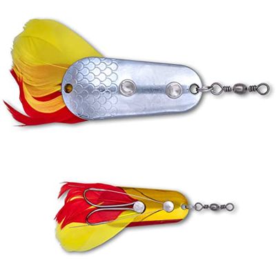 Zebco Premium Trophy Z-Weedless Slide Blinkers Fiskbeten med örtskydd för hängande fiske rovfisk konstgjorda beten fisketillbehör, silver/guld/röd, 22 g