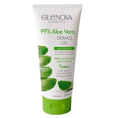Glenova Cosmetics Dermo Gel Multiactive, 99% Aloe Vera, testowany dermatologicznie, bez konserwantów i perfum, butelka 200 ml